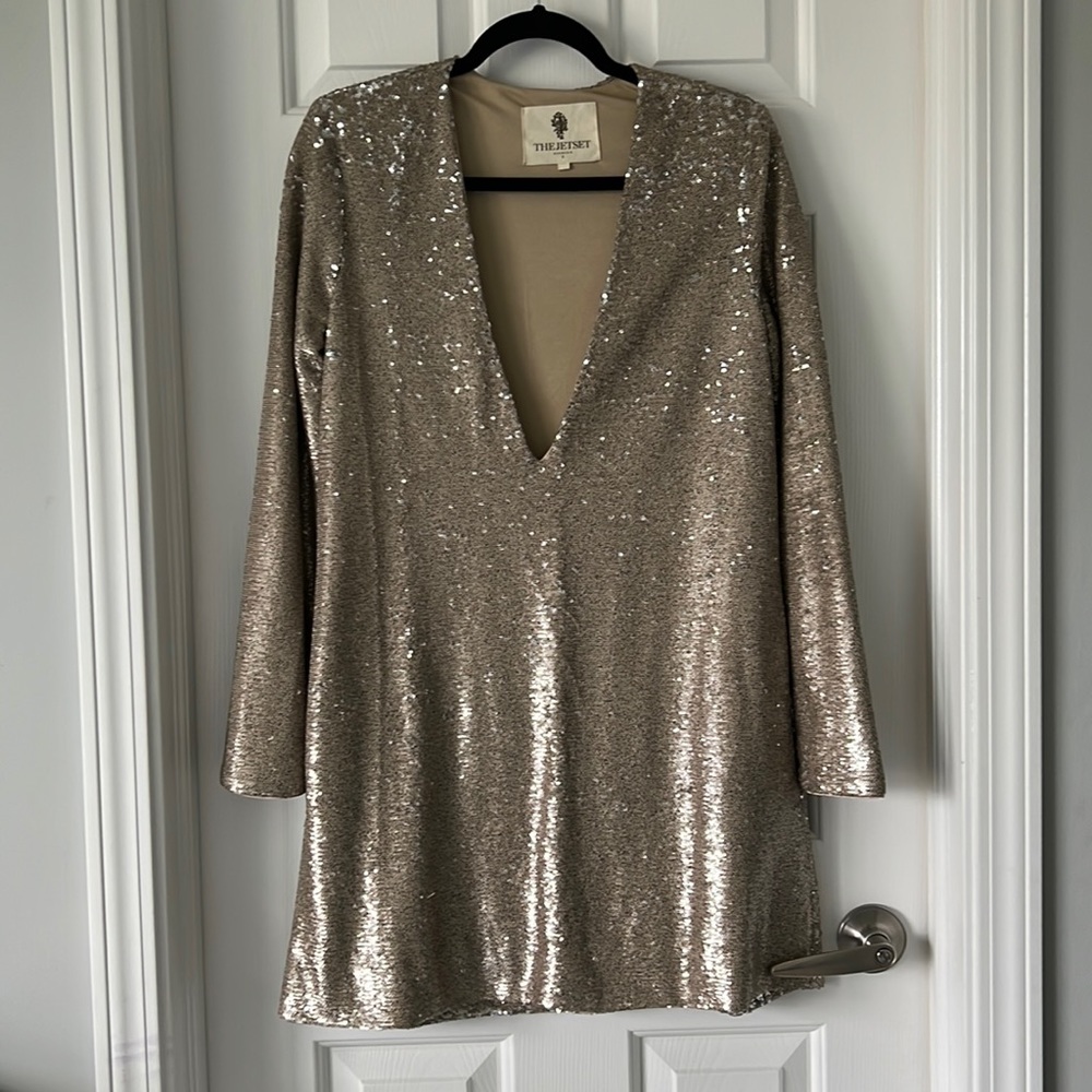 The Jersey Diaries gold sequin dress small
